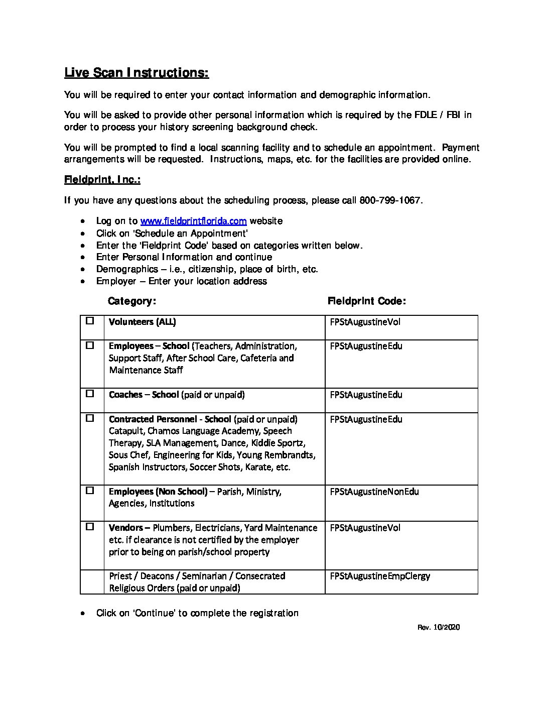 Fieldprint Live Scan Instructions Safe Environment Office Safe